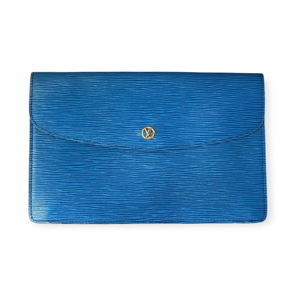 Louis Vuitton Blue Epi Montaigne 27 Clutch - Picture 2 of 9